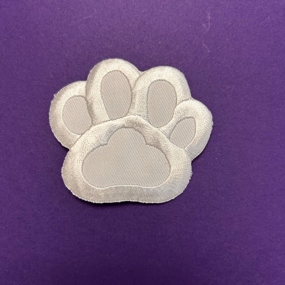 White Dog Paw Iron on Patch